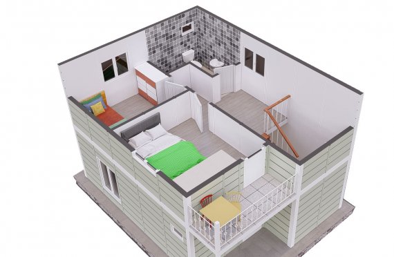 91 m2 Case Prefabricate cu Două Etaj