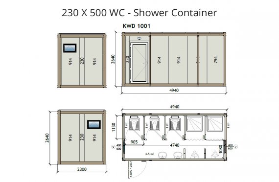 KW6 230X500 Wc - Shower Container